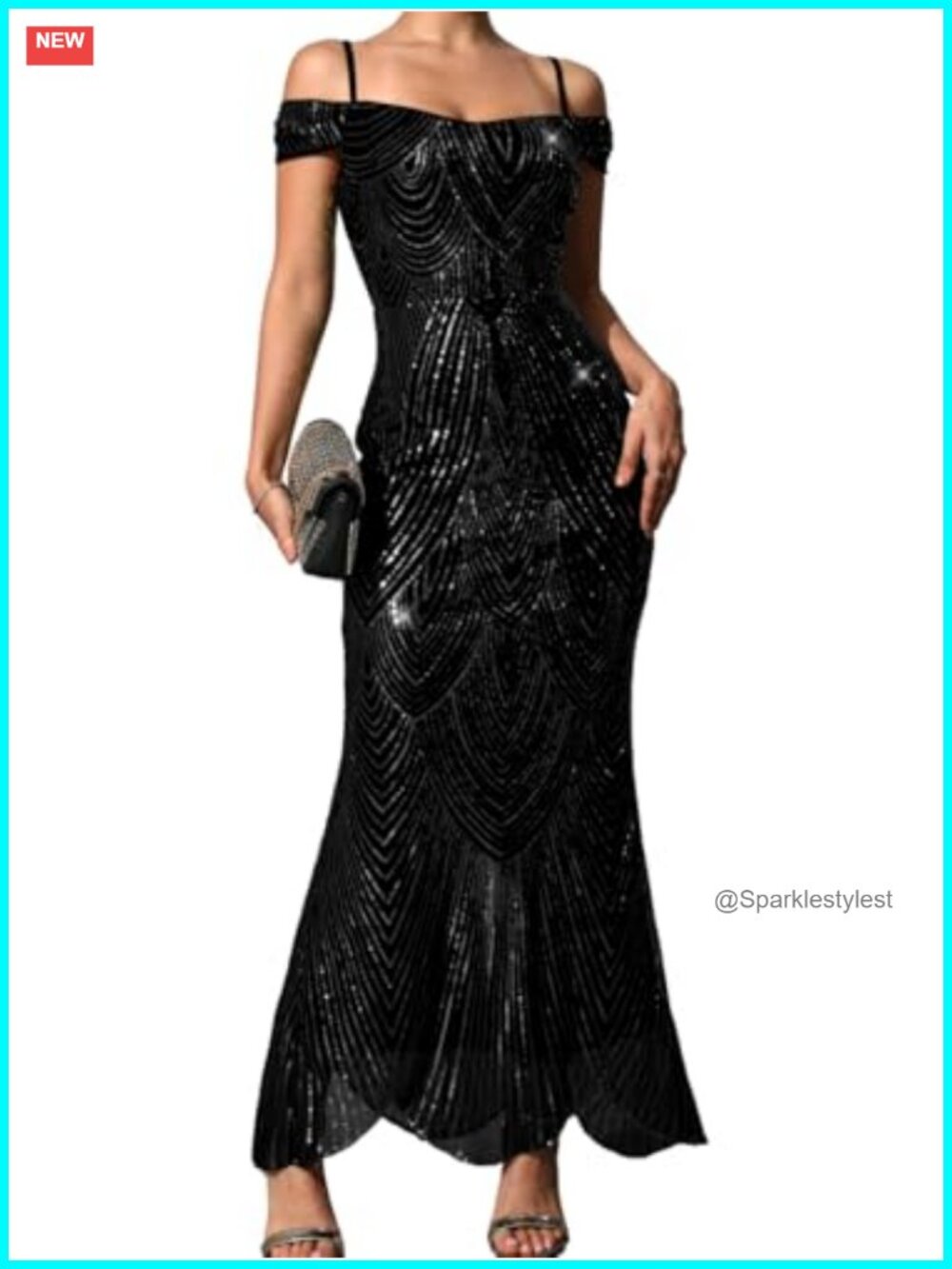 Sequin Off Shoulder Mermaid Long Formal Evening Gown Maxi Dress